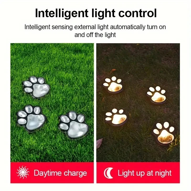 Solar Paw Print Garden Lights (4 Pcs)