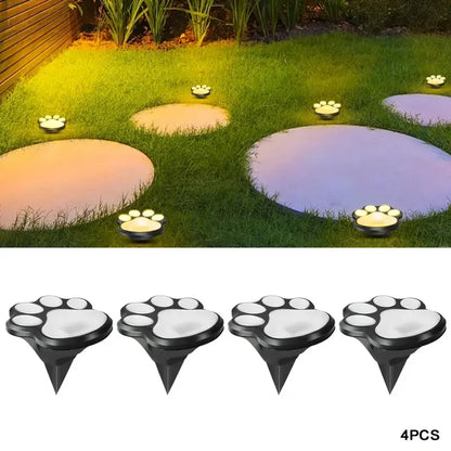 Solar Paw Print Garden Lights (4 Pcs)